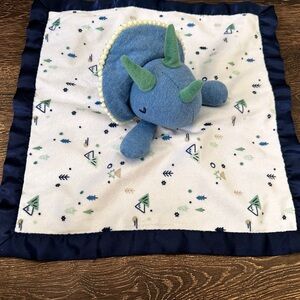 Cloud Island Blue Triceratops Dinosaur Lovely Satin Security Blanket